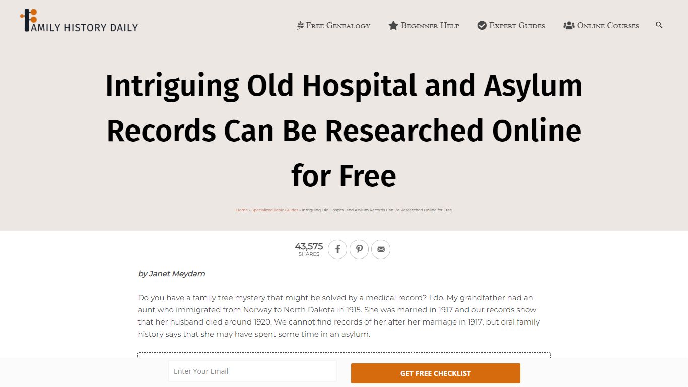 Find Old Hospital and Asylum Records for Genealogy Free Online